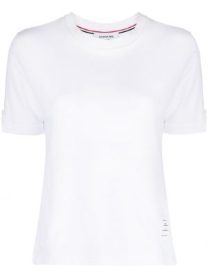 Bavlnené flitrované tričko Thom Browne biela