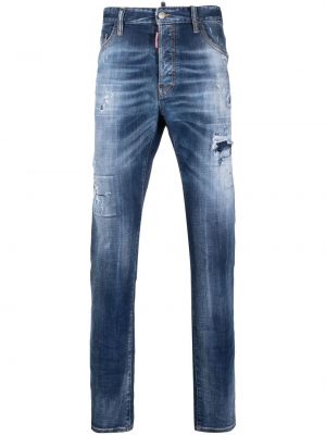 Hoikka ahdistunut slim fit-farkut Dsquared2 sininen