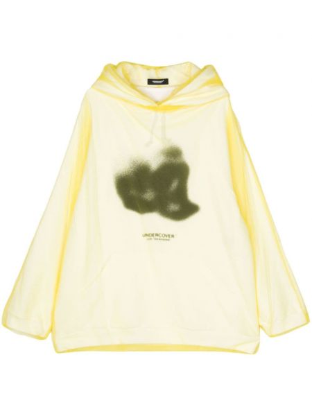Raštuotas medvilninis džemperis su gobtuvu su abstrakčiu raštu Undercover geltona