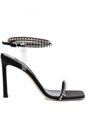 Krištáľové kožené sandále Sergio Rossi čierna