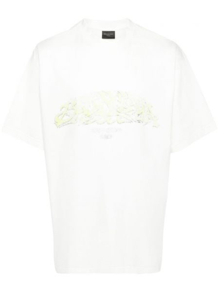 Raštuotas medvilninis marškinėliai Balenciaga balta