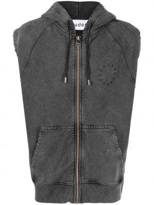 Ärmelloser hoodie mit reißverschluss mit print études schwarz