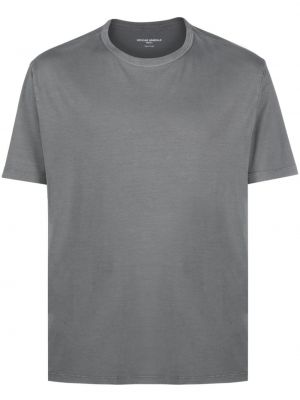 Bombažna majica iz lyocella z okroglim izrezom Officine Generale siva
