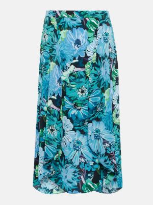 Květinové hedvábné vzorované sukně Stella Mccartney - modrá