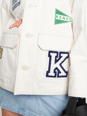 Βαμβακερός μπουφάν με κέντημα Kenzo λευκό