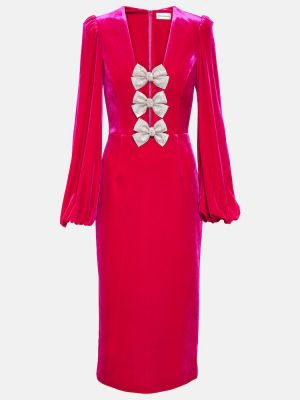 Sametové midi šaty Rebecca Vallance růžové