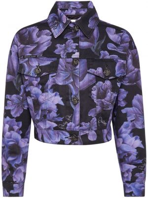 Denim jakna s cvetličnim vzorcem s potiskom Philipp Plein