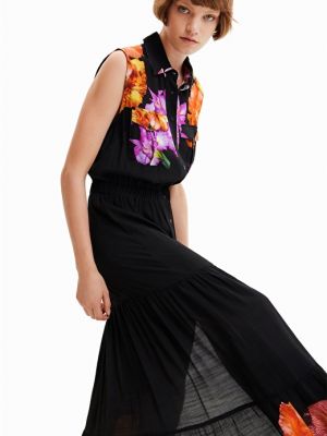 Платье с воротником с принтом Desigual черное