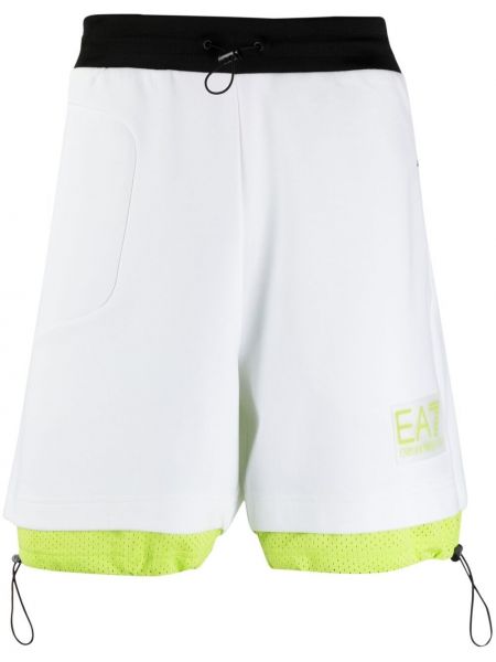 Pantalones cortos deportivos con estampado Ea7 Emporio Armani blanco