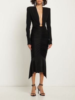 Drapovaný džerzej midi sukňa Alexandre Vauthier čierna