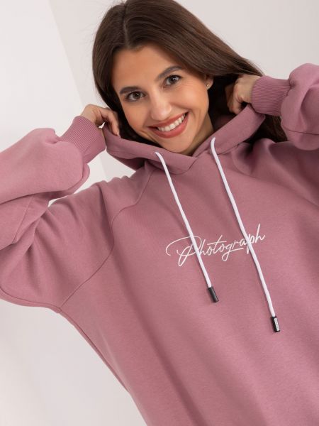 Raštuotas džemperis su gobtuvu Fashionhunters rožinė