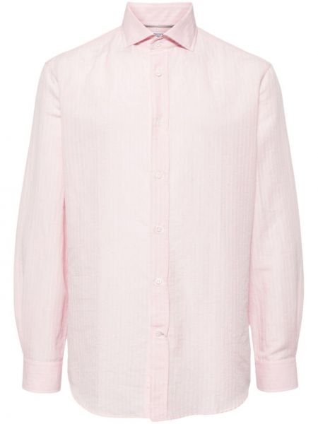 Bavlněná košile Brunello Cucinelli růžová