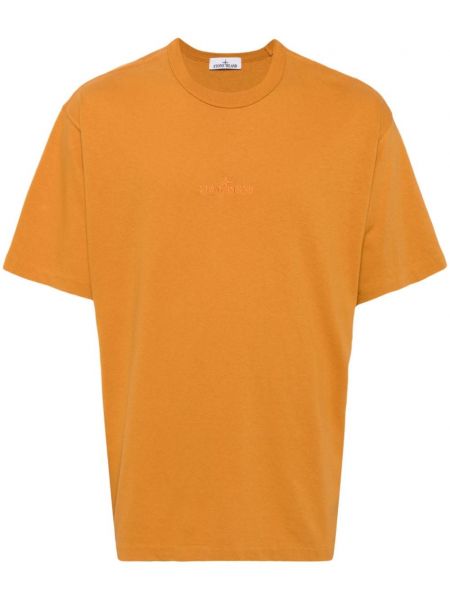 Puuvilla brodeerattu t-paita Stone Island oranssi