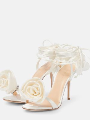 Sandali di raso a fiori Magda Butrym bianco