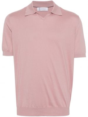 Medvilninis polo marškinėliai Brunello Cucinelli rožinė