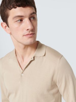 Памучна поло тениска Canali бежово