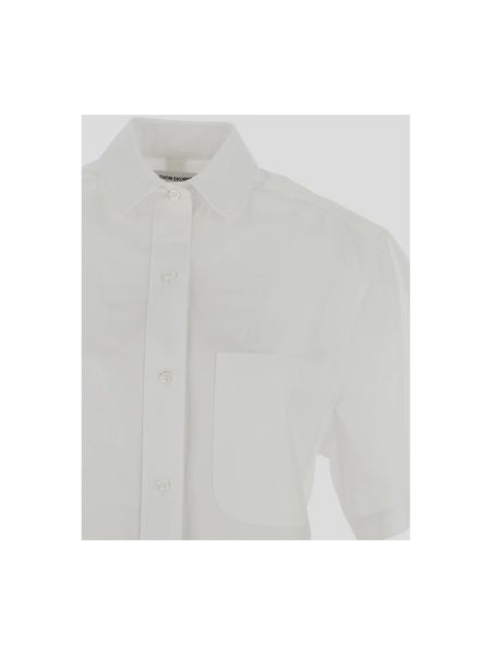 Vestido camisero oversized plisado Thom Browne blanco