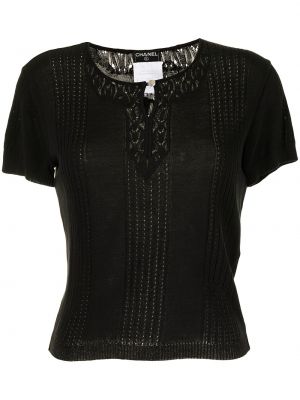 Плетена блуза Chanel Pre-owned черно