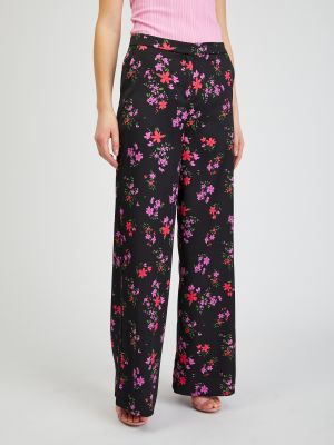 Pantaloni cu model floral cu croială lejeră Orsay negru