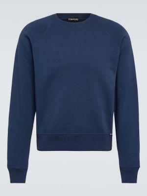Kokvilnas džemperis bez kapuces Tom Ford zils