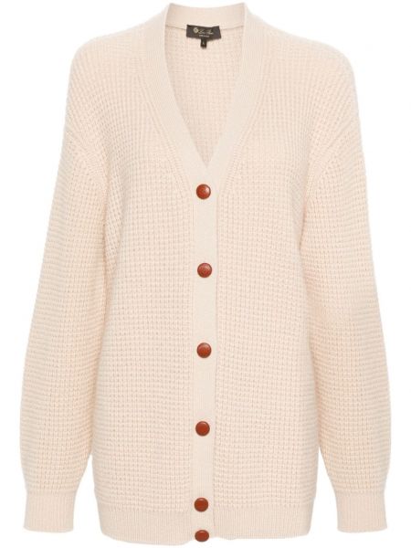 Cardigan lung tricotate Loro Piana bej