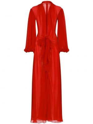 Копринена макси рокля от шифон Dolce & Gabbana червено