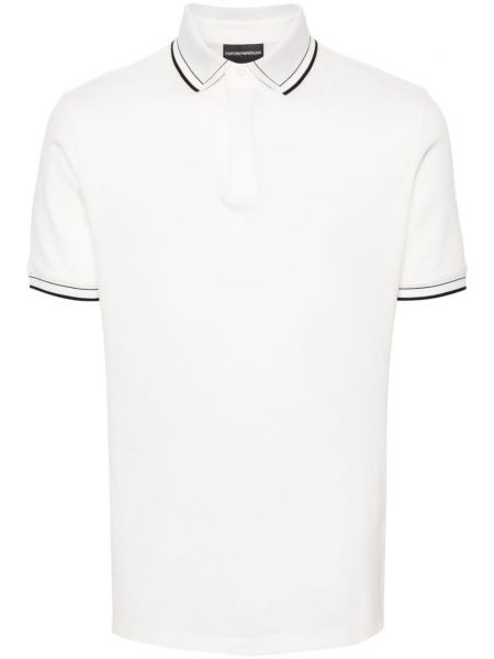 Medvilninis siuvinėtas polo marškinėliai Emporio Armani balta