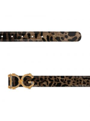 Leopardí pásek s potiskem Dolce & Gabbana hnědý