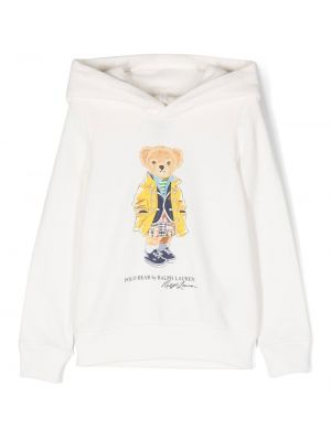 Hoodie för tjejer Ralph Lauren Kids vit