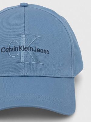 Czapka z daszkiem bawełniana Calvin Klein Jeans niebieska