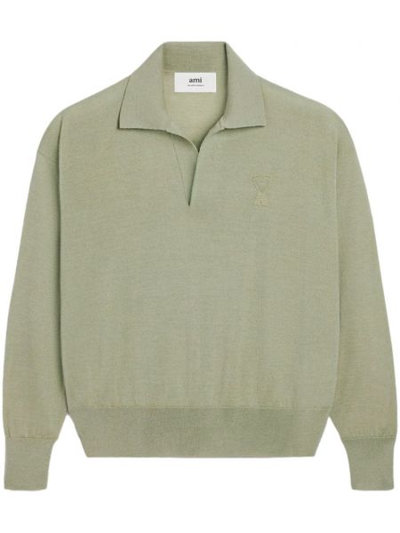 Polo en tricot de motif coeur Ami Paris vert