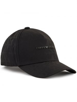 Памучна шапка с козирки Emporio Armani черно