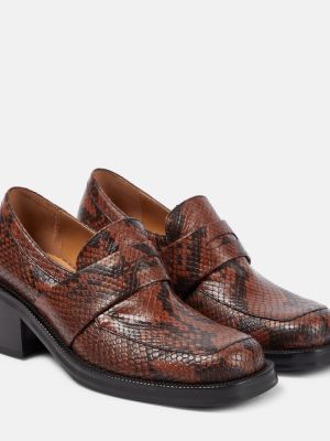 Pantofi cu toc din piele cu model piele de șarpe Dries Van Noten bej