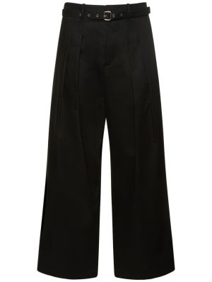 Plisované bavlněné kalhoty relaxed fit Jw Anderson černé