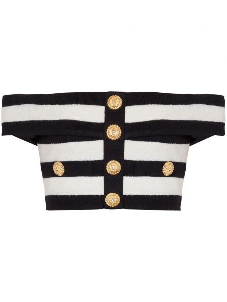 Stribet crop top Balmain sort