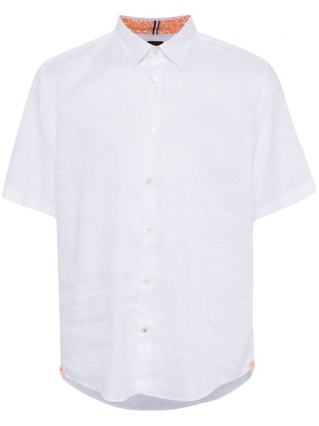 Klasična lanena košulja Boss bijela