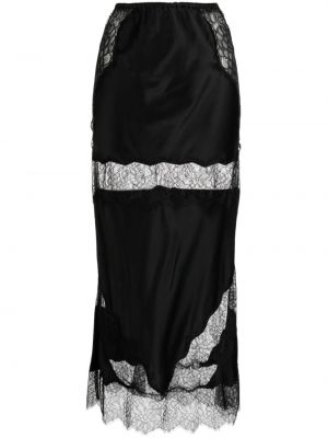 Svilena suknja s čipkom Cynthia Rowley crna