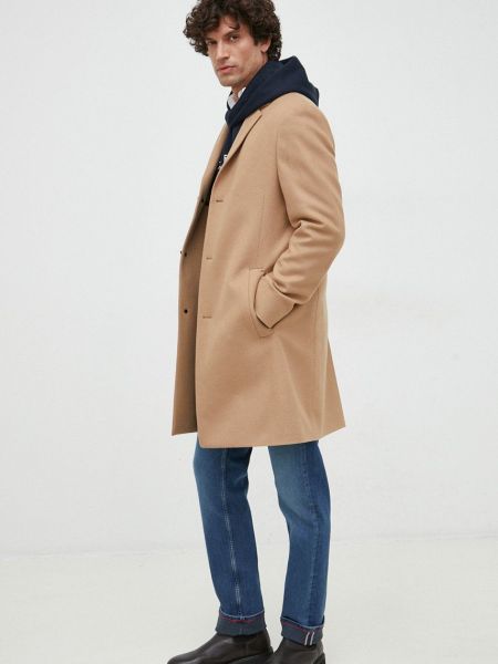 Płaszcz wełniany Calvin Klein brązowy