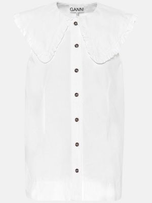 Pamučna bluza Ganni bijela