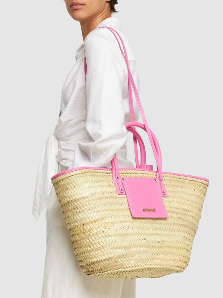 Bolso shopper de cuero Jacquemus rosa