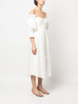 Midi šaty s volány Cult Gaia bílé