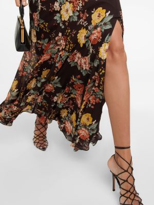 Rochie lunga de mătase cu model floral Veronica Beard