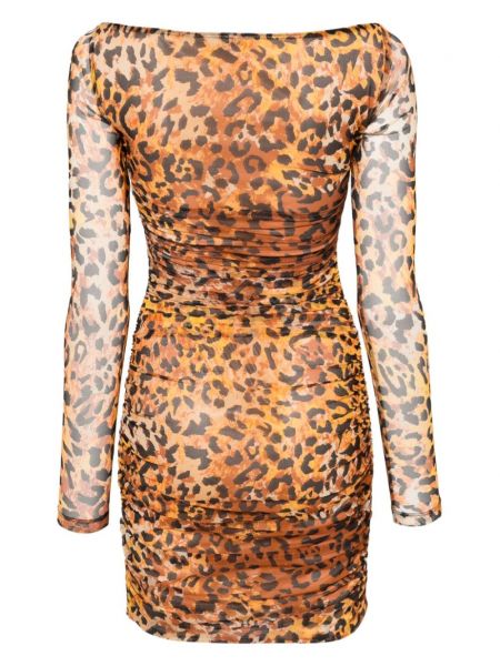 Leopardí koktejlové šaty s potiskem Just Cavalli černé