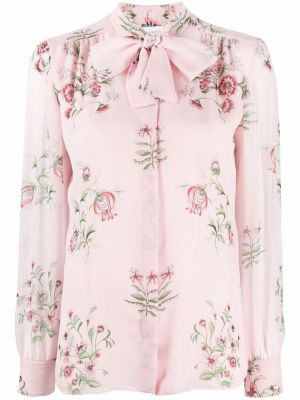 Копринена блуза на цветя с принт Giambattista Valli розово