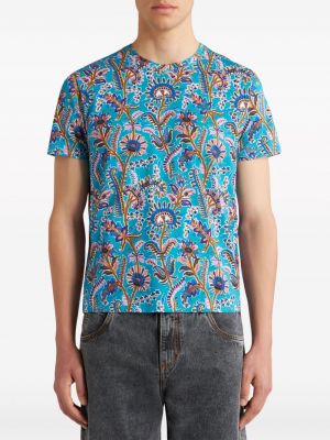 Kokvilnas t-krekls ar ziediem ar apdruku Etro