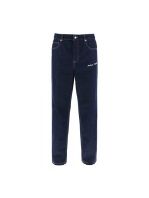 Straight jeans mit stickerei Maison Kitsuné blau