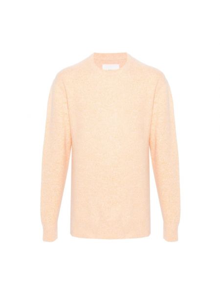 Sweter wełniany w kolorze melanż Jil Sander pomarańczowy