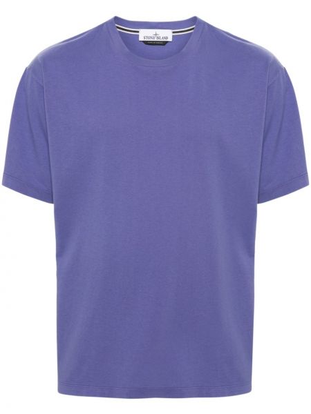 Bavlněné tričko s potiskem Stone Island fialové