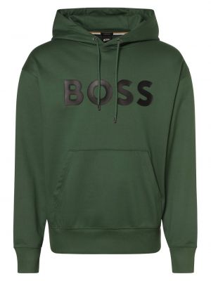 Bluza z kapturem bawełniana z nadrukiem Boss zielona