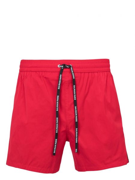 Pantaloni scurți cu imagine Balmain roșu